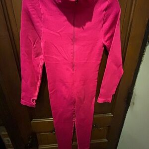 Fashion Nova Neon Pink Ribbed Jumpsuit